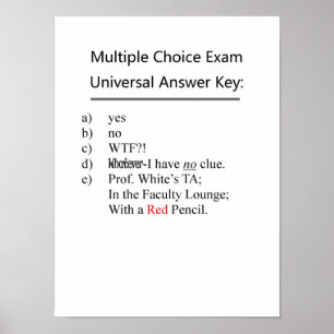 Affiches Clé universelle de réponse d'examen de choix