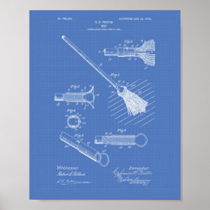 Affiches Cleaning Mop 1905 Patent Art Blueprint
