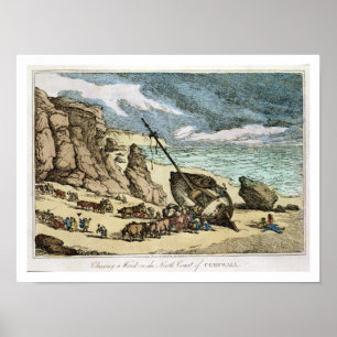 Affiches Clearing a Wreck on the North Coast of Cornwall, f