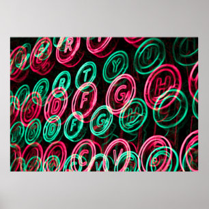 Affiches Clés de machine à écrire en néon fermer