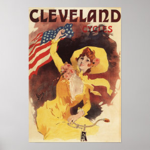 Affiches Cleveland Bicycles American Girl en Jaune