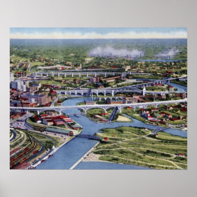 Affiches Cleveland Ohio Birdseye (Devant)