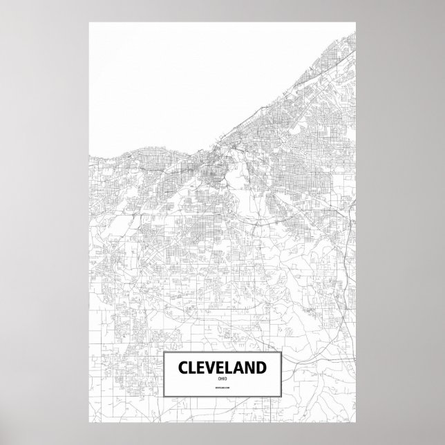 Affiches Cleveland, Ohio (noir sur blanc) (Devant)