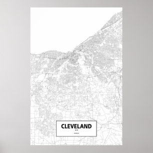 Affiches Cleveland, Ohio (noir sur le blanc)