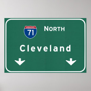 Affiches Cleveland Ohio oh Autoroute Interstate Freeway :