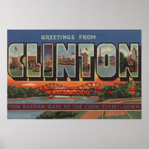 Affiches Clinton, IowaGrandes lettres ScènesClinton, IA