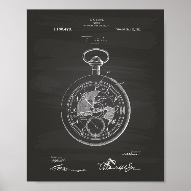 Affiches Cliquez sur Spring Watch 1916 Patent Art Chalkboar (Devant)