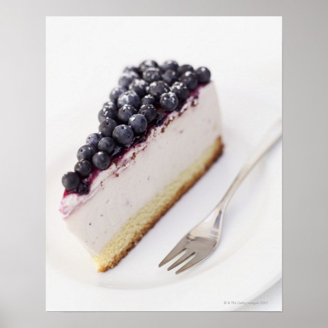 Affiches Close-up of a slice of blueberry cheese cake (Devant)