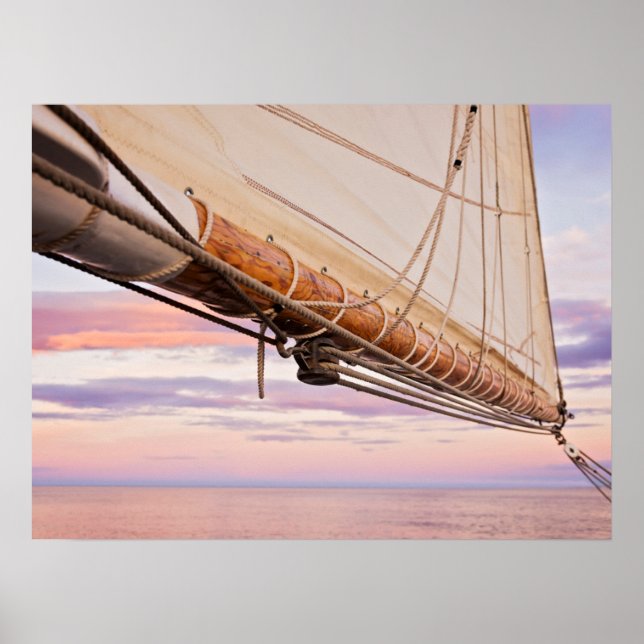 Affiches Close-Up Of Sail And Ropes | Maine, Camden (Devant)