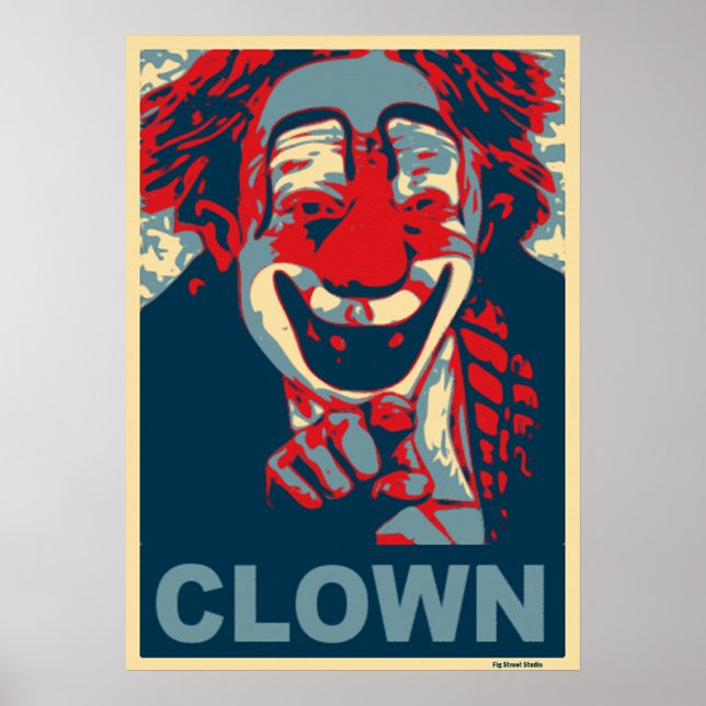 Affiches Clown en rouge et bleu (Devant)