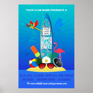 Affiches Club Summer Beach Party ajouter le logo publicité
