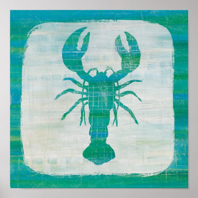 Affiches Coastal Art | Aqua Lobster (Devant)