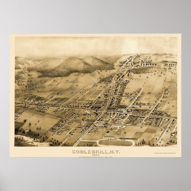 Affiches Cobbleskill, NY Carte Panoramique - 1883 (Devant)