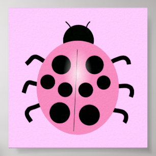 Affiches coccinelle rose