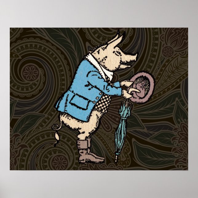 Affiches Cochon portant une veste Antique formelle (Devant)