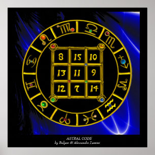Affiches CODE ASTRAL, CARRÉ MAGIQUE 33 Zodiac Astrology Cha