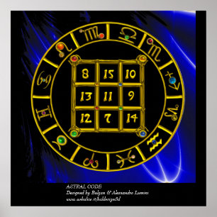 Affiches CODE ASTRAL, CARRÉ MAGIQUE 33 Zodiac Astrology Cha