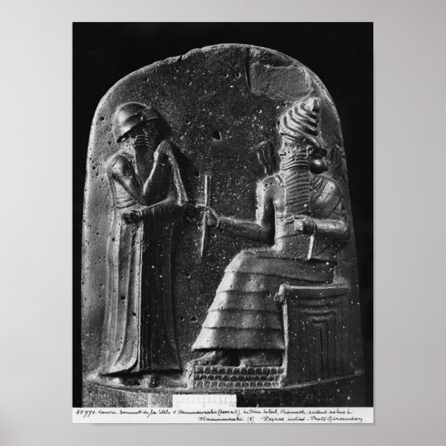 Affiches Code de Hammurabi, haut de la stèle (Devant)