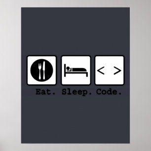 Affiches code de sommeil manger Nerd