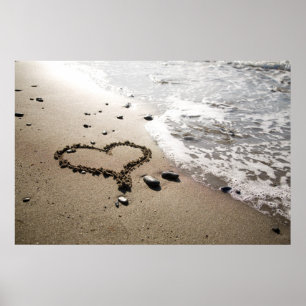 Affiches Coeur dans l'affiche/toile de sable
