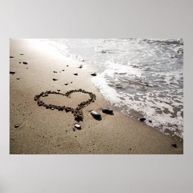 Affiches Coeur dans le sable poster/toile (Devant)
