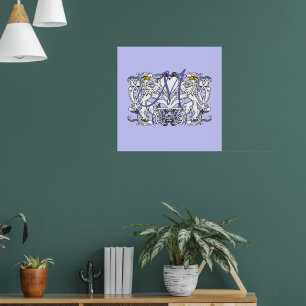 Affiches Cœur de vœu de mariage monogramme