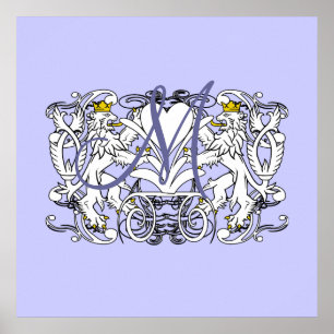 Affiches Cœur de vœu de mariage monogramme