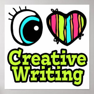 Affiches Coeur des yeux lumineux J'aime l'écriture créative