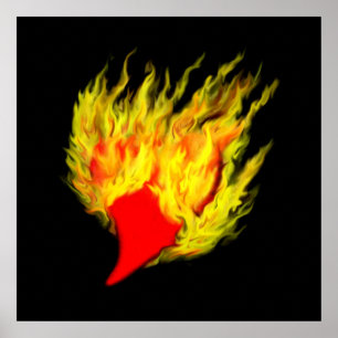 Affiches Coeur en flammes