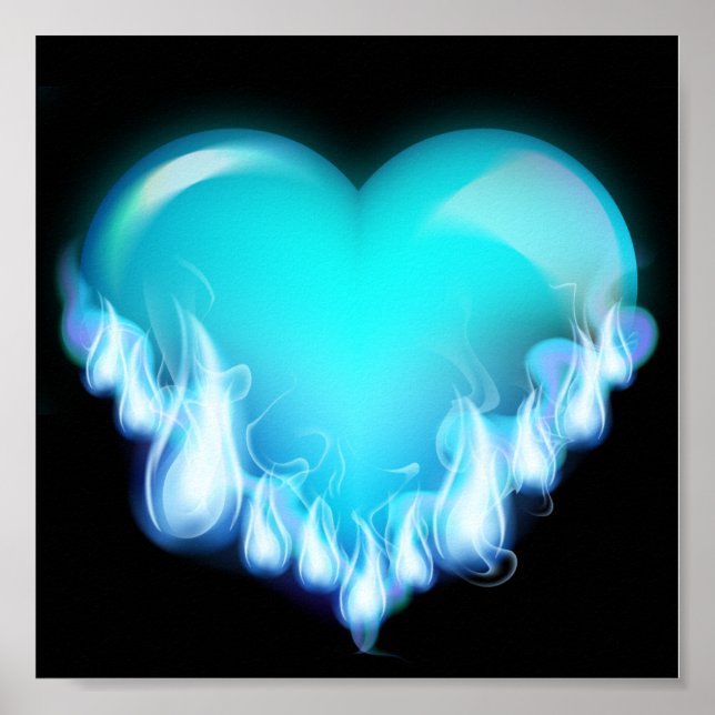 Affiches Coeur flambant bleu.png glamour glacé dur (Devant)