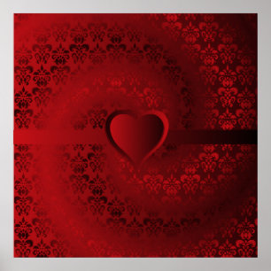 Affiches Coeur rouge de damassé