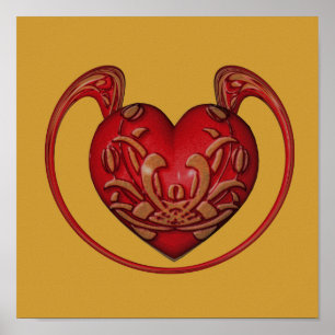 Affiches Coeur rouge orné