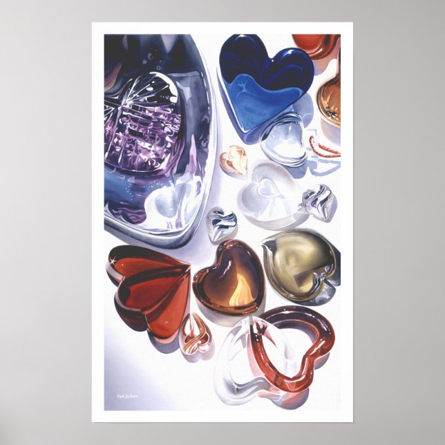 Affiches Coeurs de verre Aimer aquarelle (Devant)