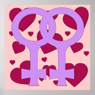 Affiches Coeurs lesbiens de mariage