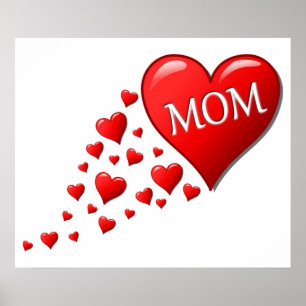 AFFICHES COEURS ROUGES POUR MOM