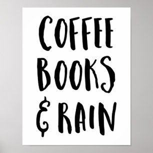Affiches Coffre café, livres et pluie