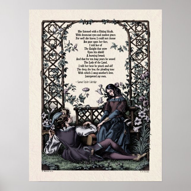 Affiches Coleridge "Amour" Poésie victorienne Art 17x22 (Devant)
