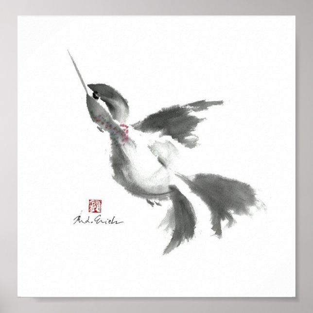 Affiches Colibri, Sumi-e (Devant)