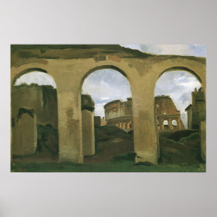 Affiches Colisée vu à travers les arcades à Rome, Italie