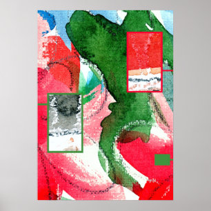 Affiches collage d'art abstrait, milieux mixtes et aquarell