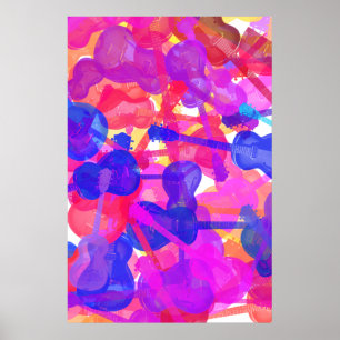 Affiches Collage de guitare coloré