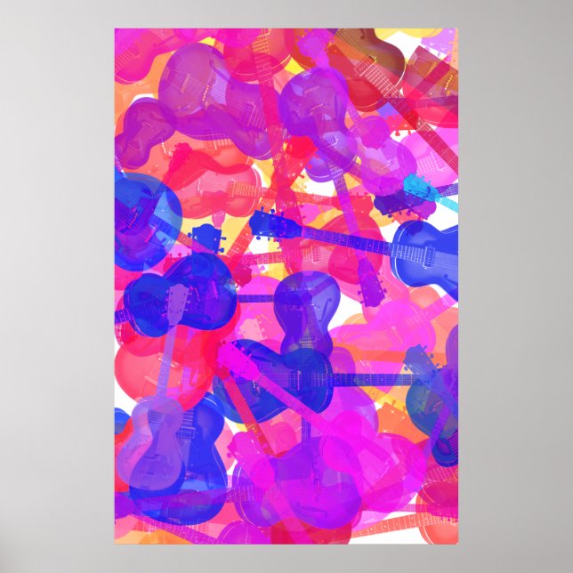 Affiches Collage de guitare coloré (Devant)