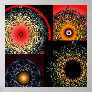 Affiches Collage de mandala de voyou