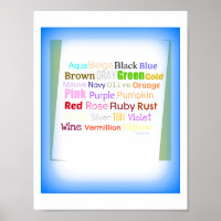 Collage de mots artistiques pour les couleurs