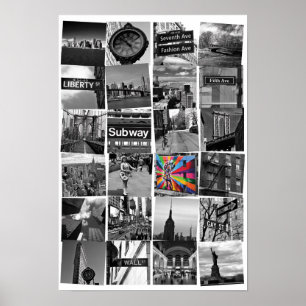 Affiches Collage de photos de New York City, blanc