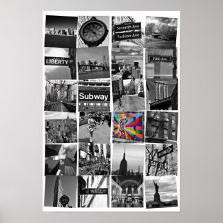 Affiches Collage de photos de New York City, blanc