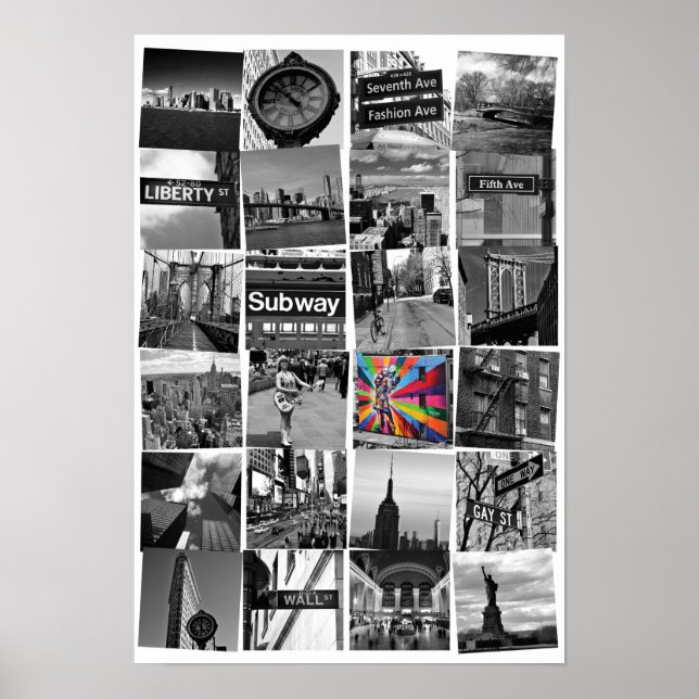 Affiches Collage de photos de New York City, blanc (Devant)