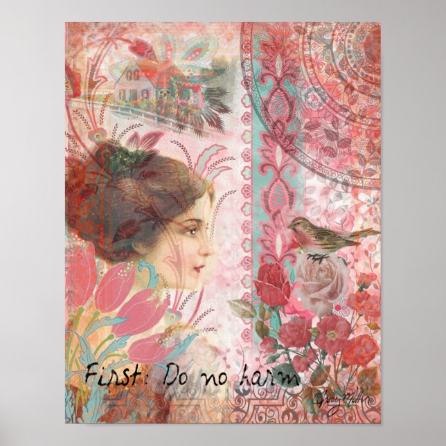 Affiches Collage doux féminin - Ne faites pas de mal (Devant)