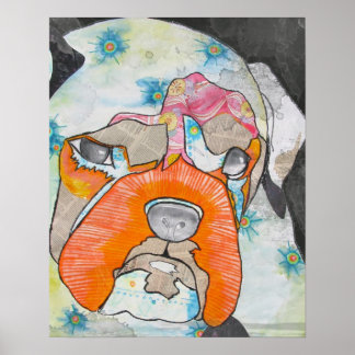 Affiches Collage multimédia mixte Bulldog