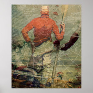 Affiches Collage vintage de sirènes de femme de plongée de